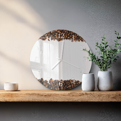 Glas wanduhr Kaffeebohnen