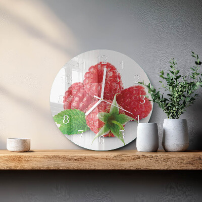 Glas wanduhr Himbeeren