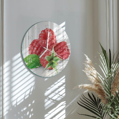 Glas wanduhr Himbeeren