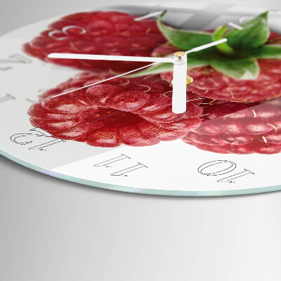 Glas wanduhr Himbeeren