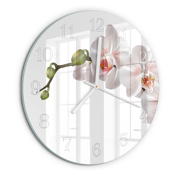 Glas wanduhr Orchidee