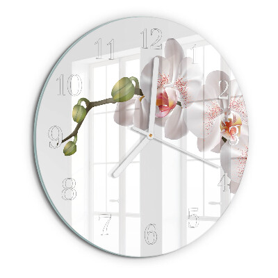 Glas wanduhr Orchidee