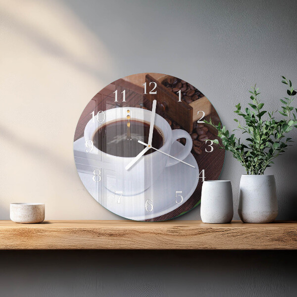 Glas wanduhr Kaffee