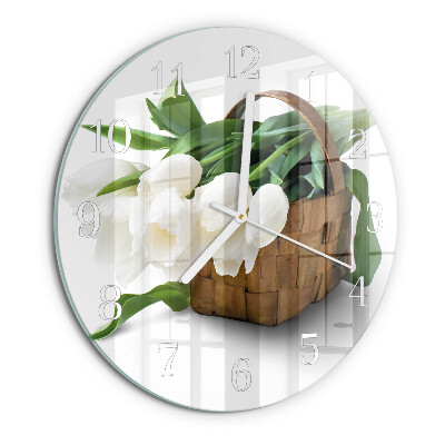 Glas wanduhr Korb mit Tulpen