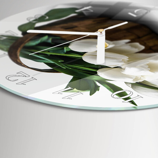Glas wanduhr Korb mit Tulpen