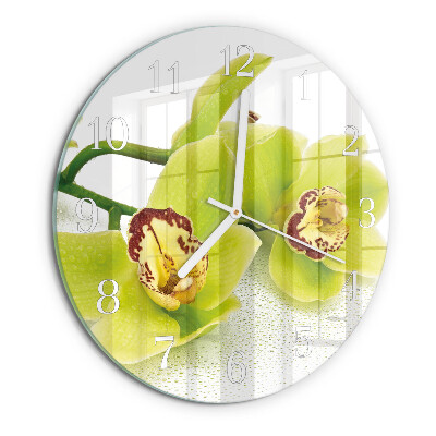 Glas wanduhr Orchidee