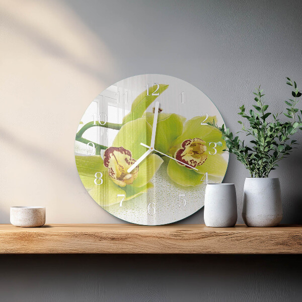 Glas wanduhr Orchidee