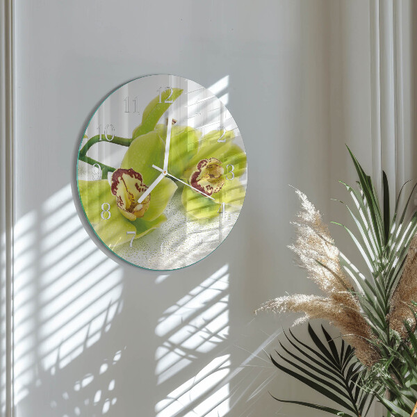 Glas wanduhr Orchidee