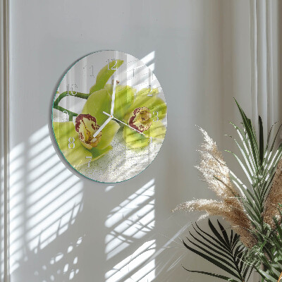 Glas wanduhr Orchidee