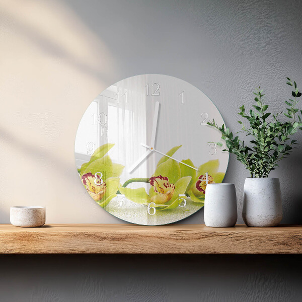 Glas wanduhr Orchidee