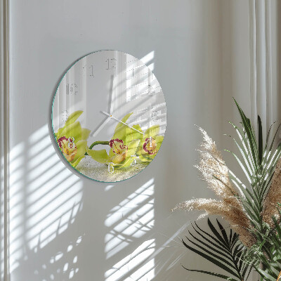 Glas wanduhr Orchidee