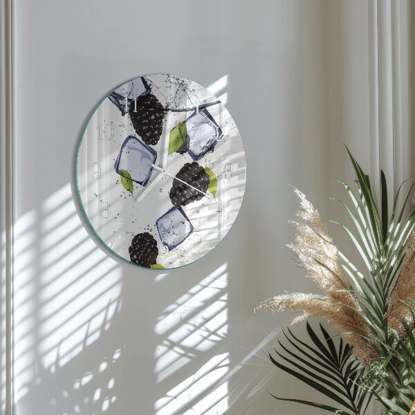 Glas wanduhr Brombeeren