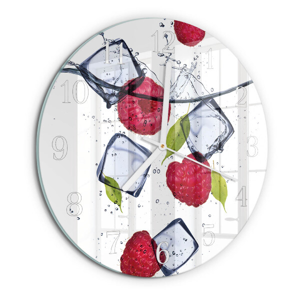 Glas wanduhr Himbeeren