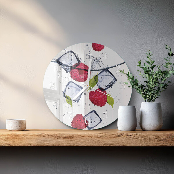 Glas wanduhr Himbeeren