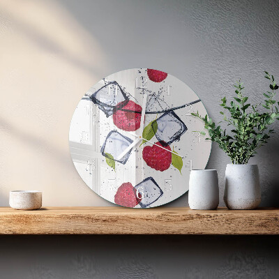 Glas wanduhr Himbeeren