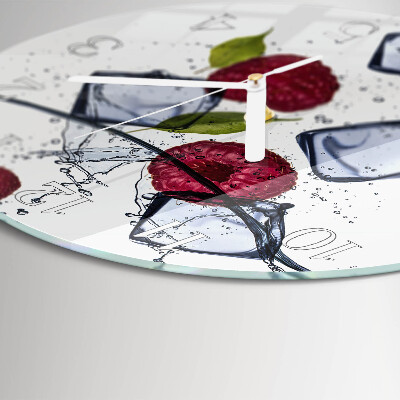 Glas wanduhr Himbeeren