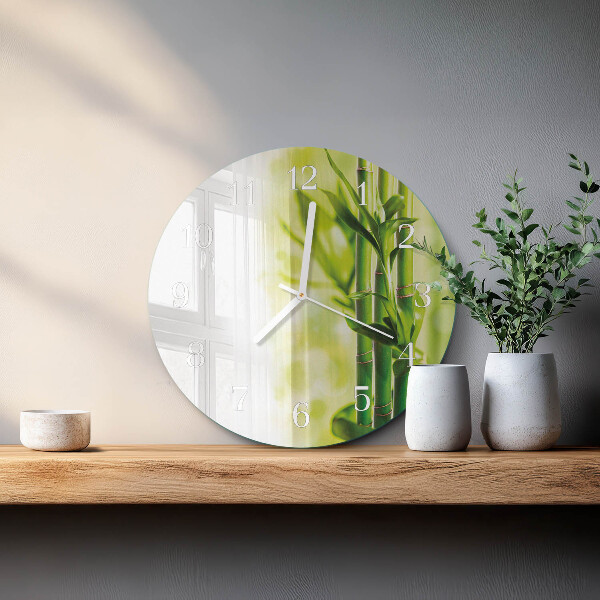 Glas wanduhr Bambus