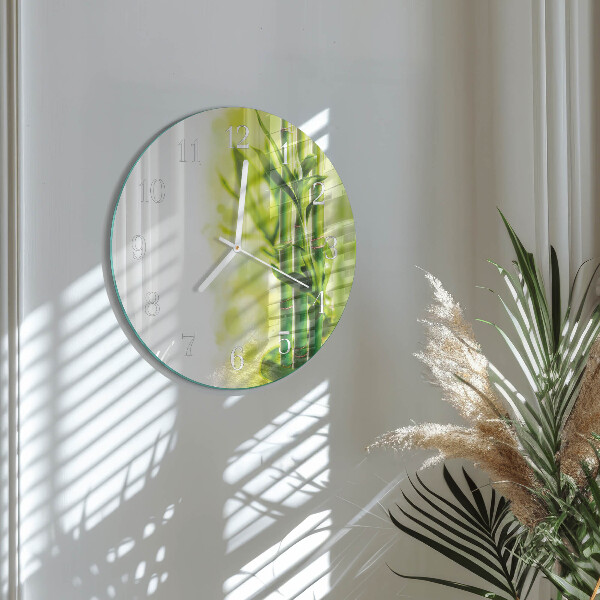 Glas wanduhr Bambus