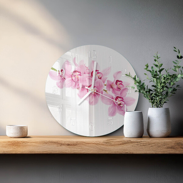 Glas wanduhr Orchidee