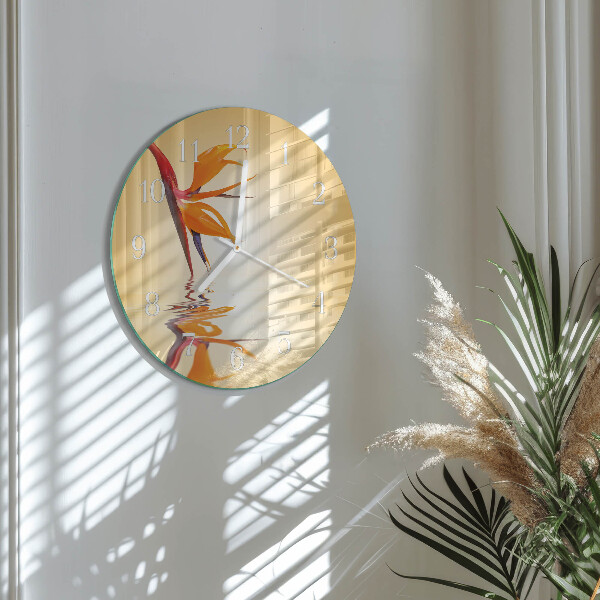 Glas wanduhr Blume
