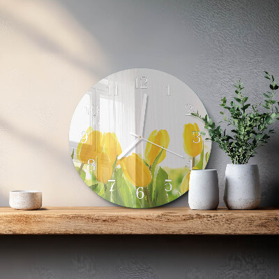 Glas wanduhr Tulpen