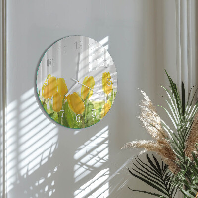 Glas wanduhr Tulpen