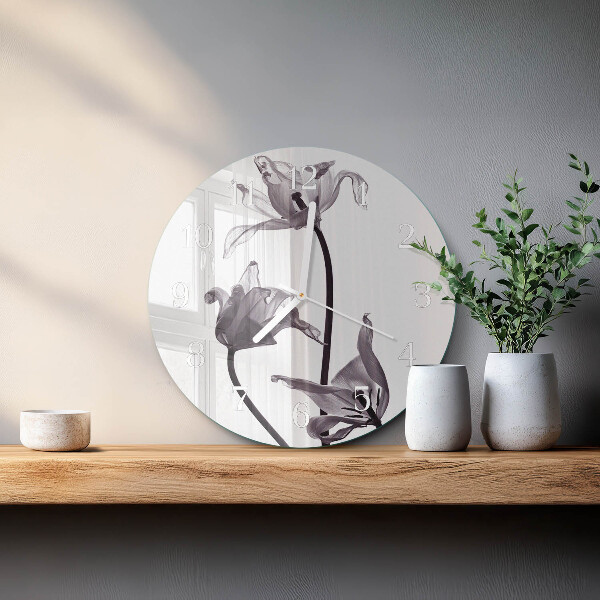 Glas wanduhr Blumen