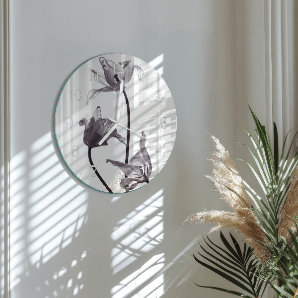 Glas wanduhr Blumen