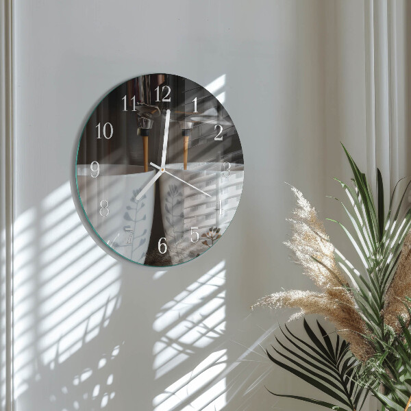 Glas wanduhr Kaffeemaschine