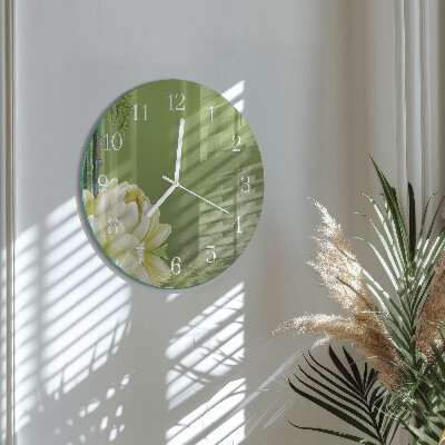 Glas wanduhr Lilie