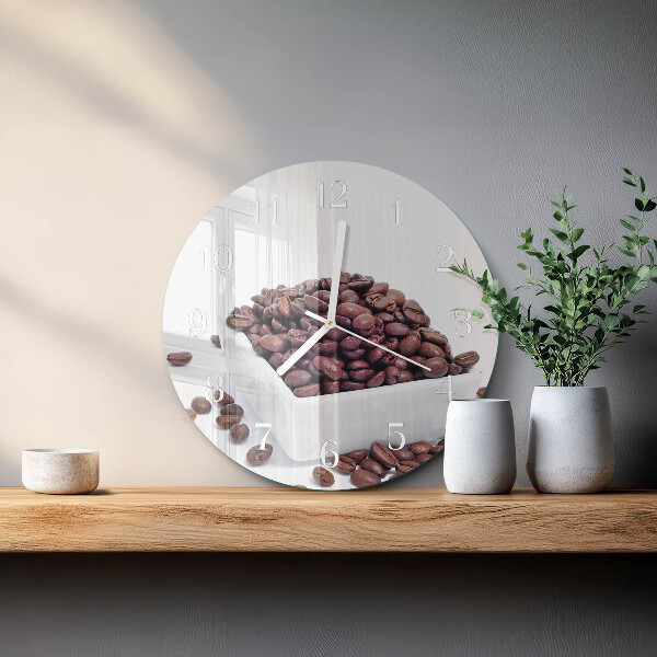 Glas wanduhr Kaffeebohnen