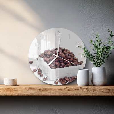 Glas wanduhr Kaffeebohnen