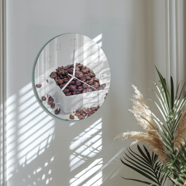 Glas wanduhr Kaffeebohnen