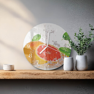 Glas wanduhr Grapefruit