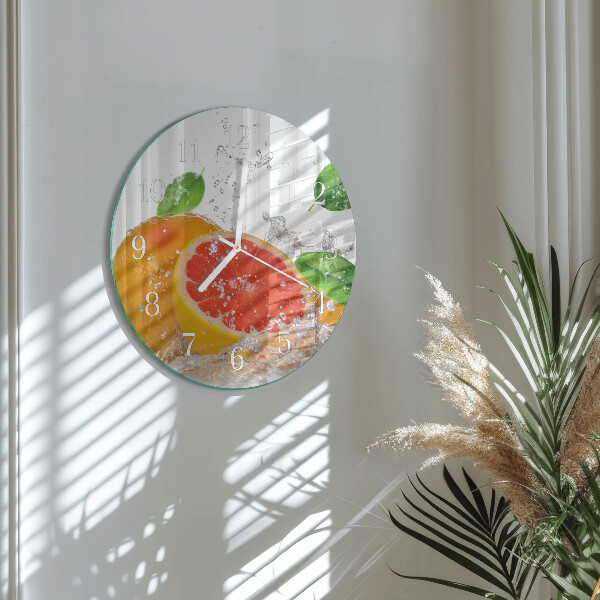 Glas wanduhr Grapefruit