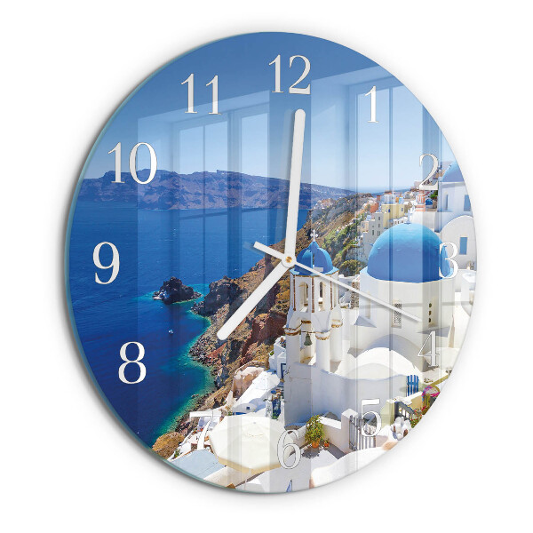 Glas wanduhr Santorini