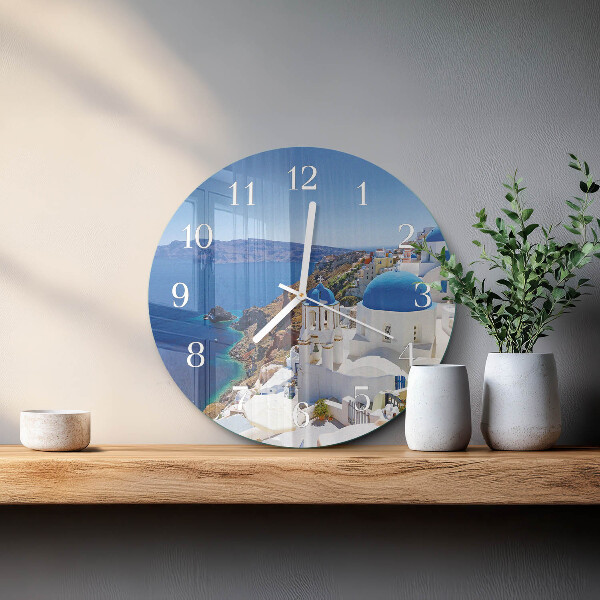 Glas wanduhr Santorini