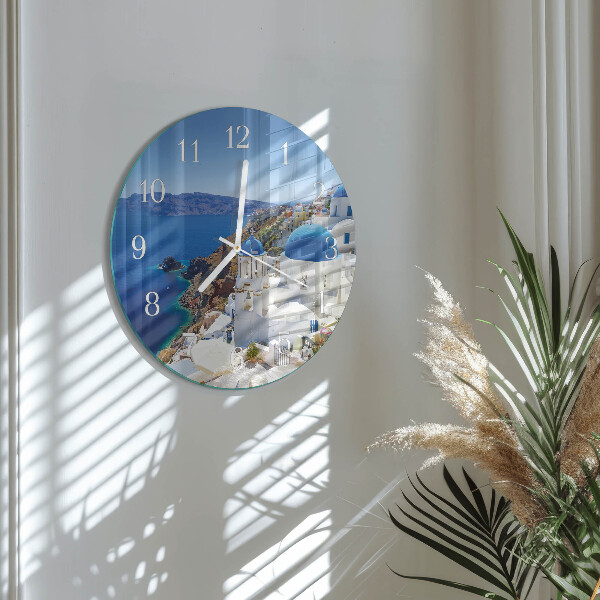 Glas wanduhr Santorini