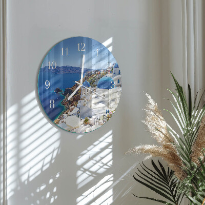 Glas wanduhr Santorini