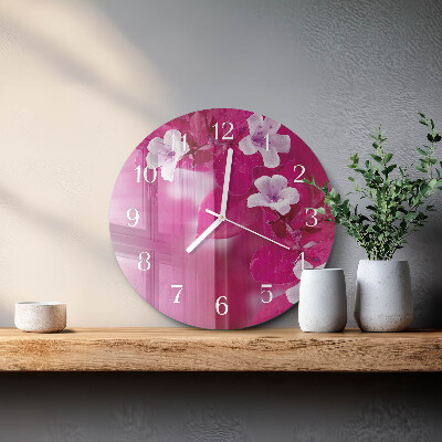 Glas wanduhr Blumen