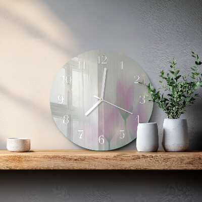 Glas wanduhr Blumen