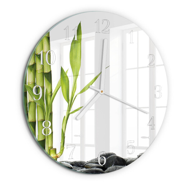 Glas wanduhr Bambus