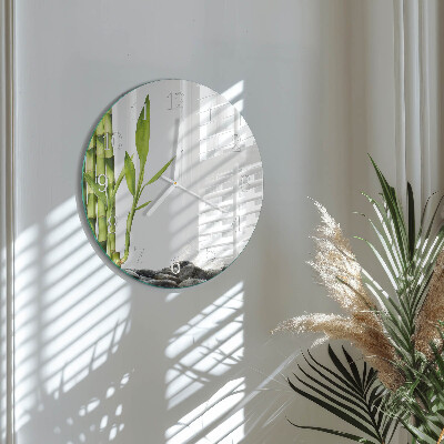 Glas wanduhr Bambus