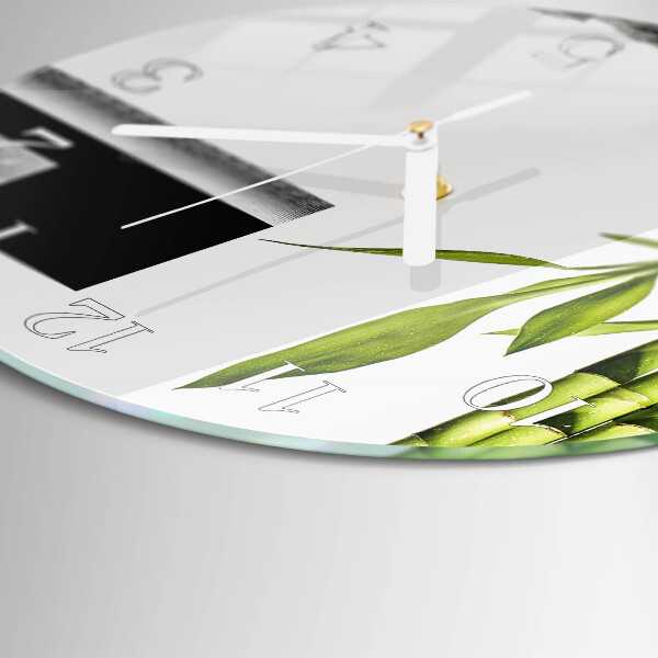 Glas wanduhr Bambus