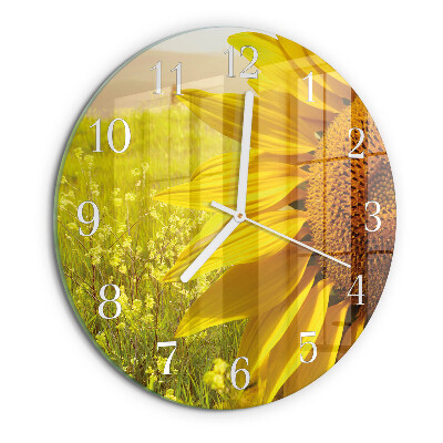 Glas wanduhr Sonnenblume