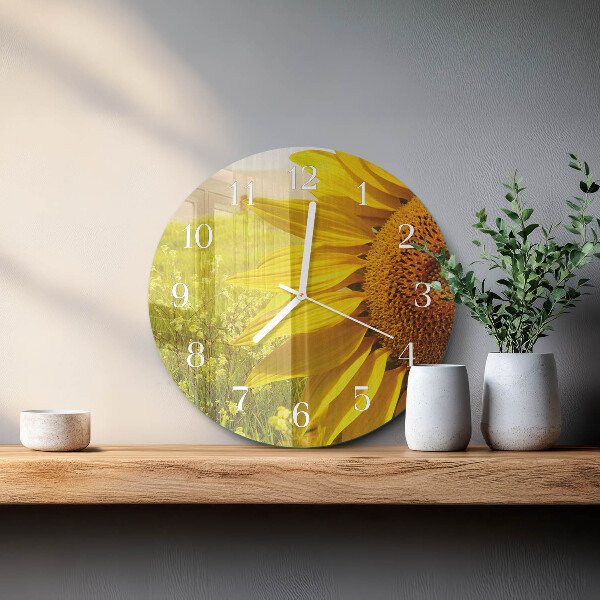 Glas wanduhr Sonnenblume