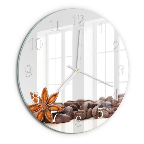 Glas wanduhr Kaffeebohnen