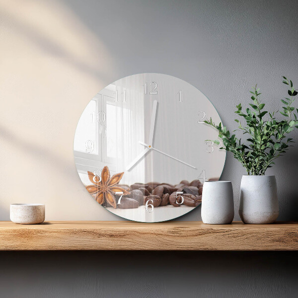 Glas wanduhr Kaffeebohnen