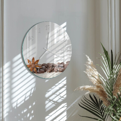 Glas wanduhr Kaffeebohnen