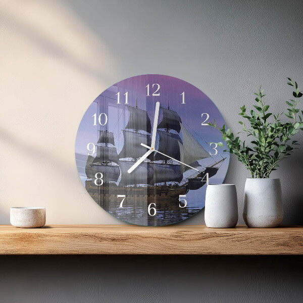 Glas wanduhr Segeln